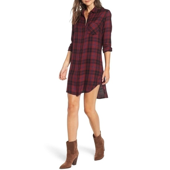 Rails Bianca Flannel Shirtdress in Red Black size XS - Picture 1 of 13